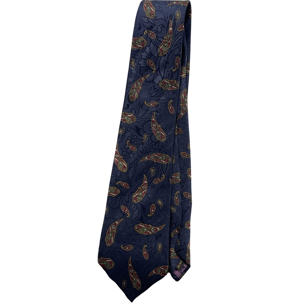 Kuppenheimer Mens Blue Paisley Silk Tie Classic Pointed Woven Necktie USA Made
